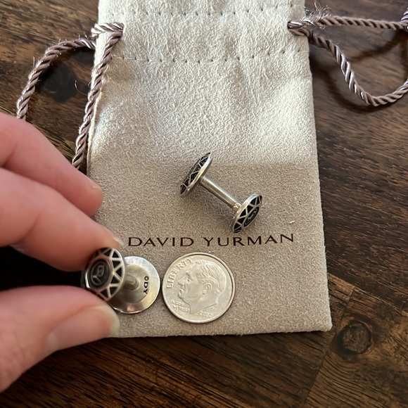 David Yurman Pavé Cufflinks with Black Diamonds sterling silver - Picture 3 of 8